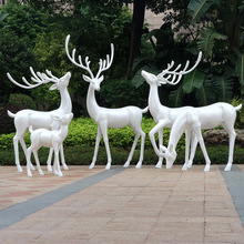 户外仿铜鹿玻璃钢雕塑仿真梅花鹿动物大摆件园林景观花园装饰造景