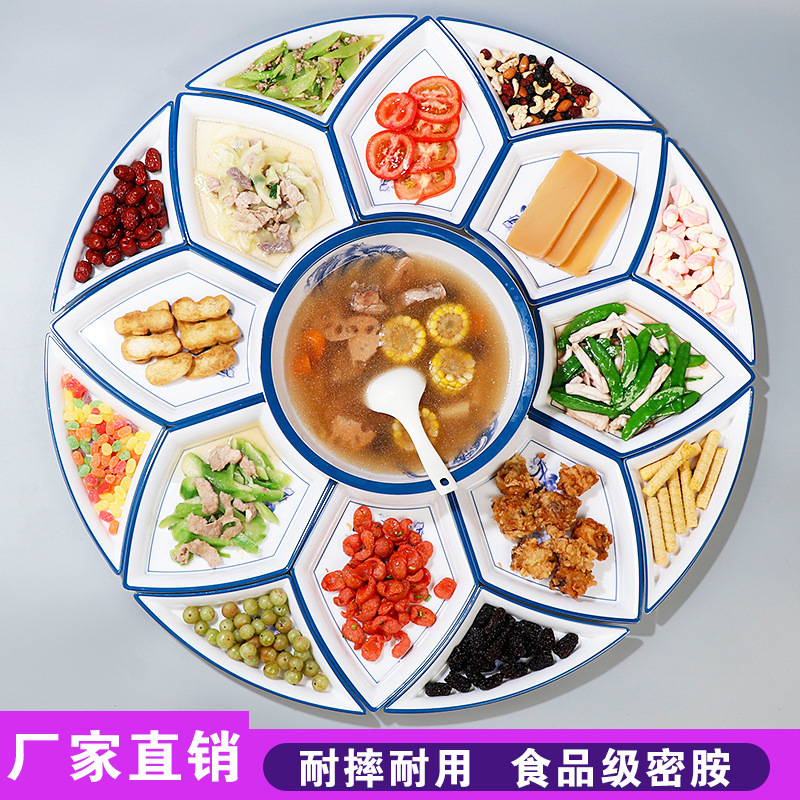 Internet Celebrous Meamine Reunion New Year's Eve Dinner Combination Platter Chinese New Year Party Household Round Table Turntable suit Plate Tableware
