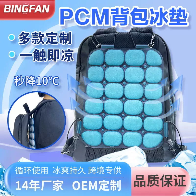 跨境pcm冰袋双肩包伴侣背部冰垫学生夏季降温神器背包冰垫大号
