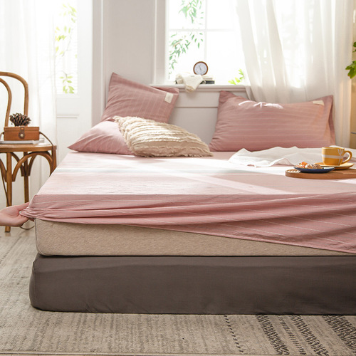 Washed cotton fitted sheet single piece pure cotton bed cover dust cover all-inclusive mattress protector bed cover universal for all seasons