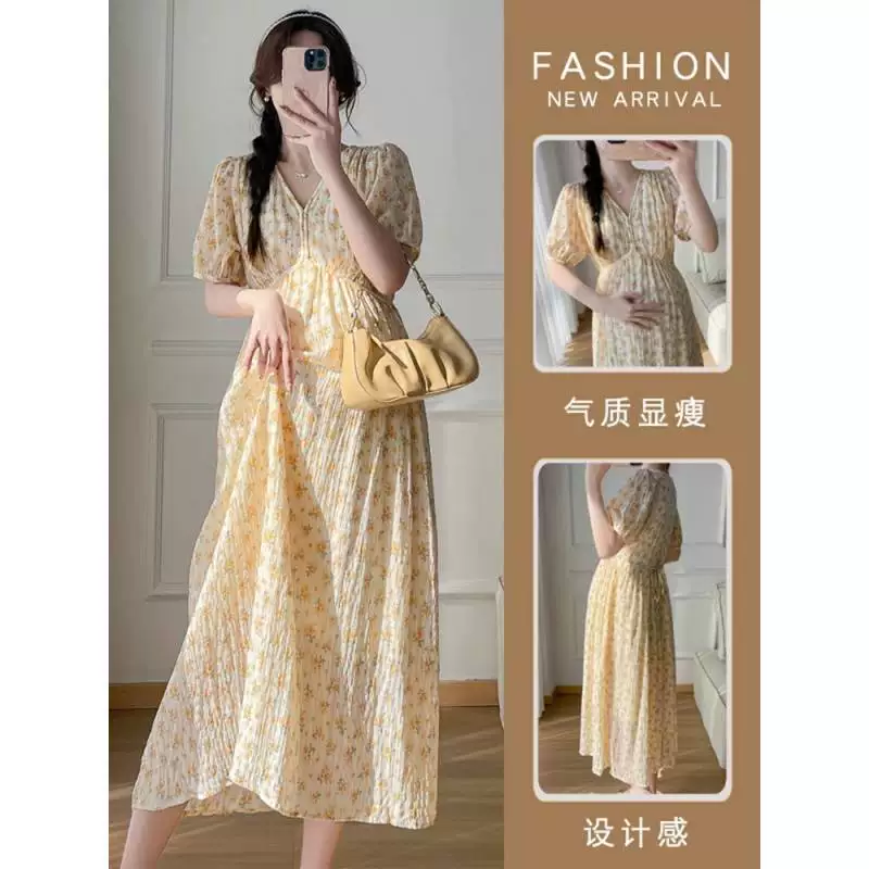 Красивая летняя одежда для беременных, платье, городской стиль, oversize, цветочный принт