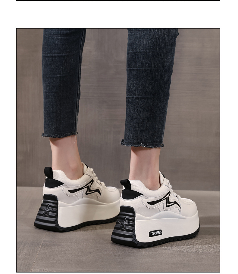 Giày sneaker nữ đế dày tăng chiều cao, phong cách thể thao trắng đa năng — Cơm trắng mơ chi tiết 13