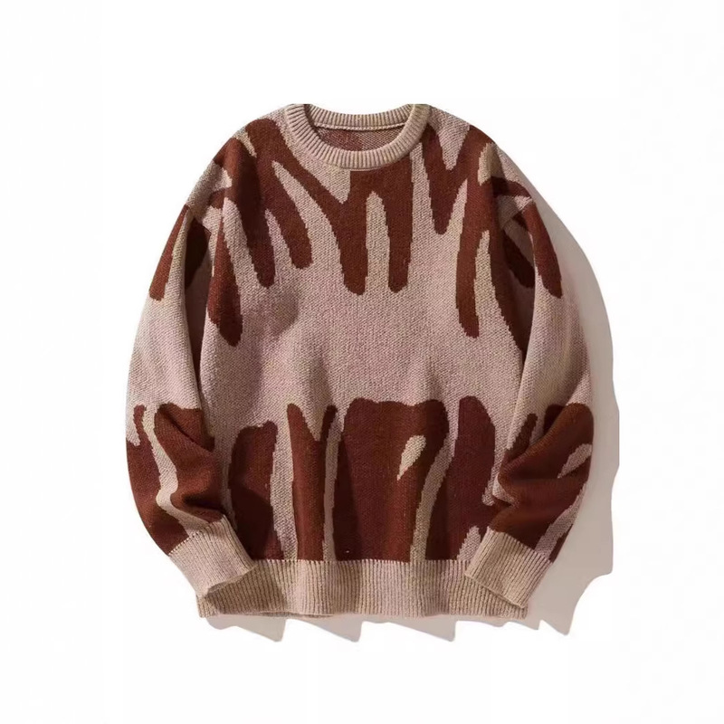 Color-Blocked Round-Neck Women's Sweater, Loose Trendy Couple's Popular Knitwear, Factory Direct Delivery, Loose Fit Inner Wear Color-Blocked Round-Neck Women's Sweater, Loose Trendy Couple's Popular Knitwear, Factory Direct Delivery, Loose Fit Inner Wear