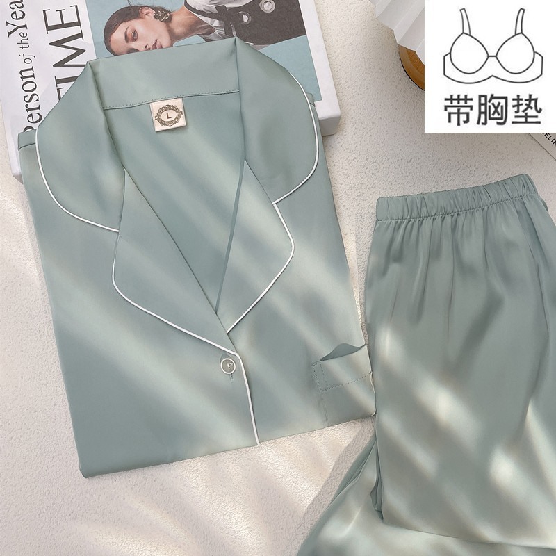 维多利亚真丝睡衣女长袖丝绸女款春秋薄款中青年感家居服套装|undefined