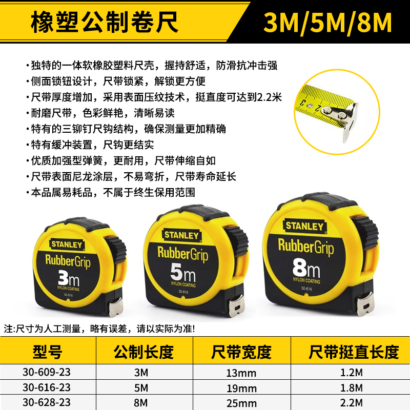 고무 및 플라스틱 미터법 줄자 3M/5M/8M-3M