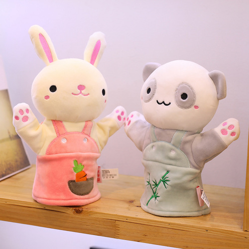 Soothing Cute Hand Puppet Plush Toy Rabbit Panda Preschool Education Doll Parent-child Interactive Storytelling Finger Doll