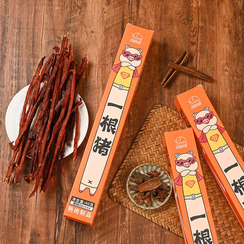 法思觅语一根猪嘶哈辣长条猪肉条三种口味磨牙解馋追剧肉干零食