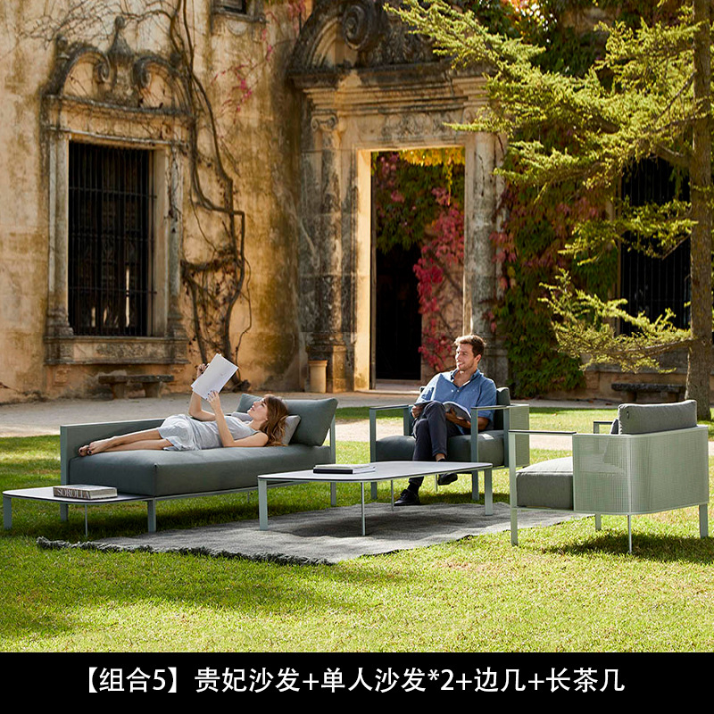 Sofá nórdico al aire libre ocio minimalista diseñador de acero inoxidable patio villa creativo impermeable muebles al aire libre