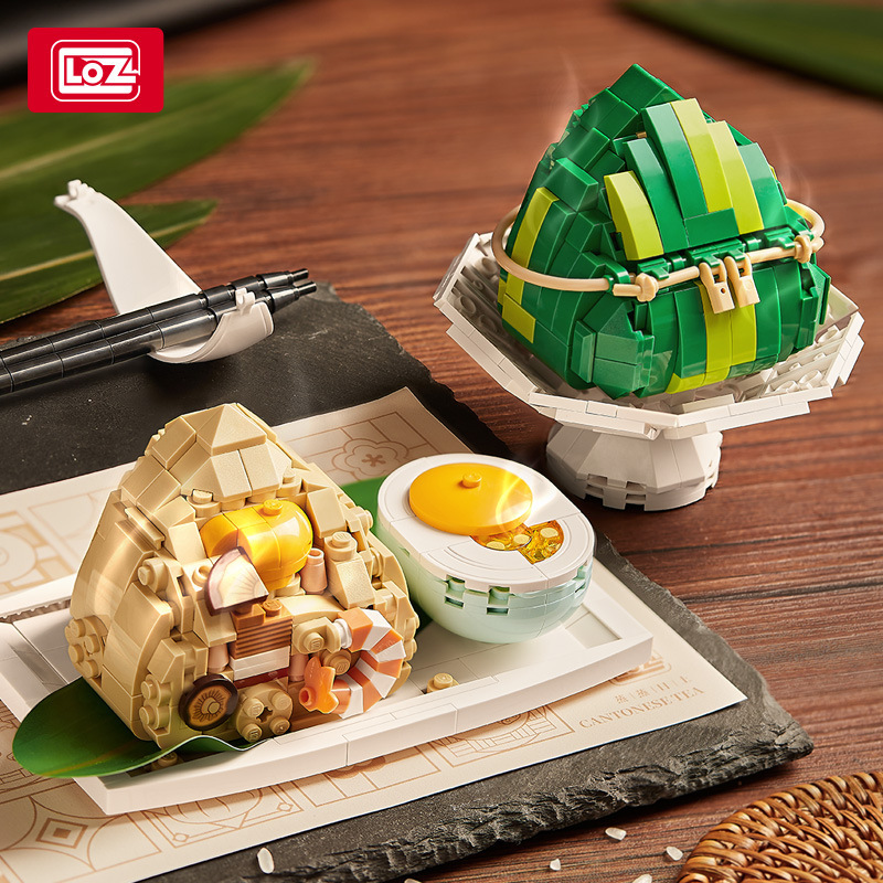 Bloques de construcción tradicionales LOZ 1266-1267, modelo de la serie de comida, adornos de partículas pequeñas de estilo cantonés, bocadillo de rollos de arroz dim sum.