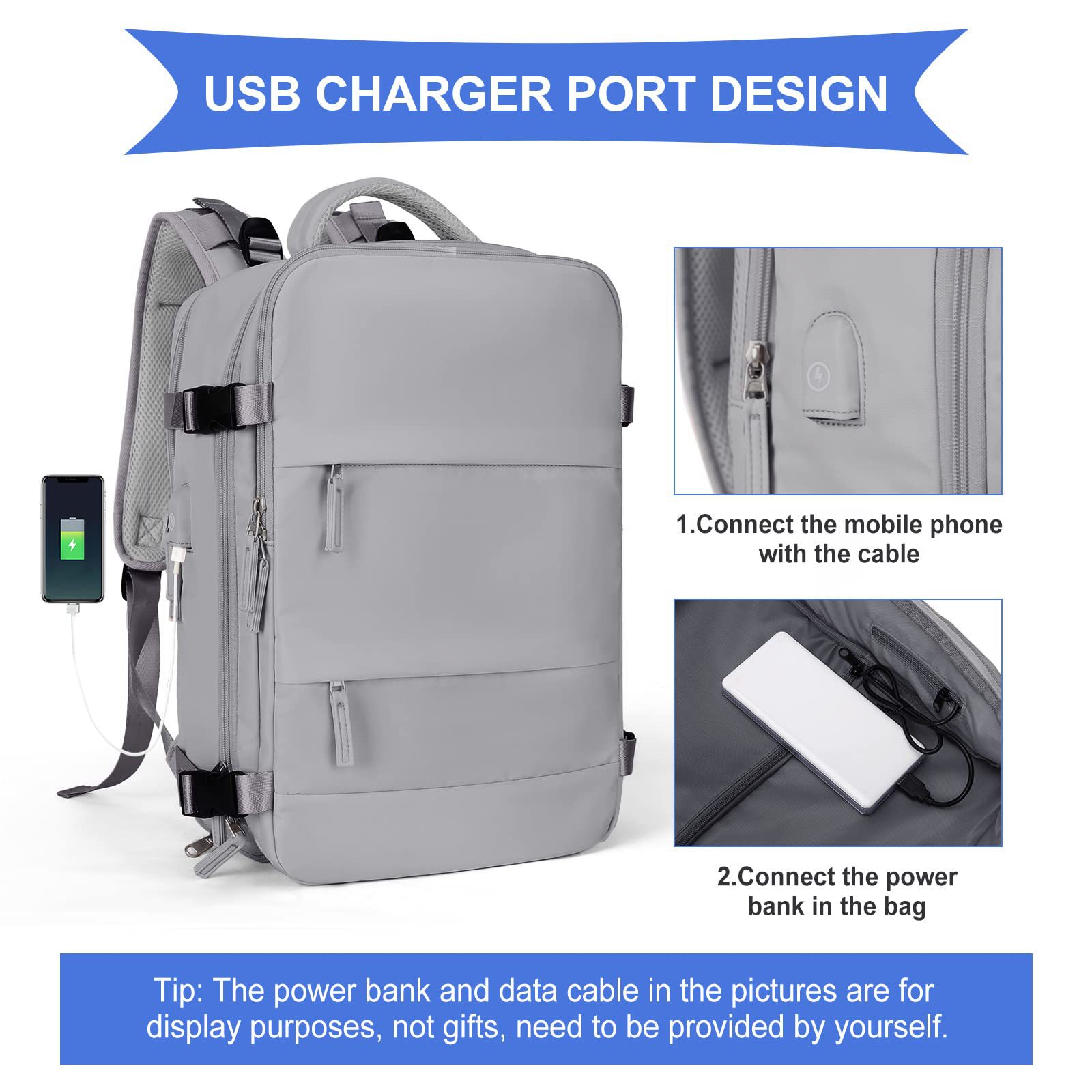 2100g Weight Nylon Lining Material Zipper Closure Type Double Shoulder Straps Strap Type Functional Backpack Bags Type Daily, Street, Shopping Occasion Nylon Material Waterproof Function Laptop Backpack Backpack Solid Color Pattern All Seasons Season Unisex Gender Elegant, Streetwear Style Square Shape Travel Backpack Girls Large Capacity Multi-Functional Luggage Backpack Short Trip Business Travel Bag 50