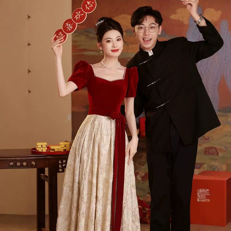 2026 New Style Bride's Plus-Size Evening Dress for the Return Ceremony, Slimming Engagement Dress, Wedding Dress