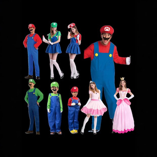 Halloween Mario Cosplay Anime Peripheral Cartoon Overalls Louis Marie Performance Costume