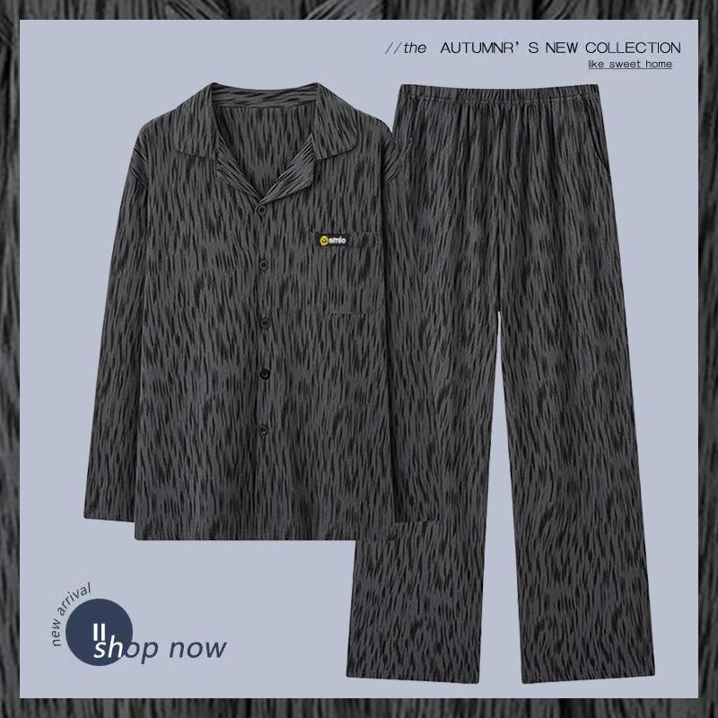 Pijamas de algodón para hombres primavera y otoño nuevos pantalones de manga larga primavera y otoño para hombres pijamas de tamaño grande set de ropa de casa para salir