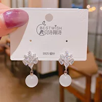 Летняя изысканная серебряная игла, fashionable цирконий, милые серьги, образец серебро 925, глаз кота