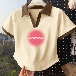 Girls' Pure Cotton Short-Sleeve Polo Shirt Summer Trendy Casual Versatile Student T-Shirt Top