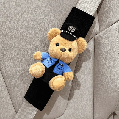 Bear Plush Doll Shoulder Belt — Seat belt shoulder pad - police-bear-1-ice-silk-shoulder-pad
