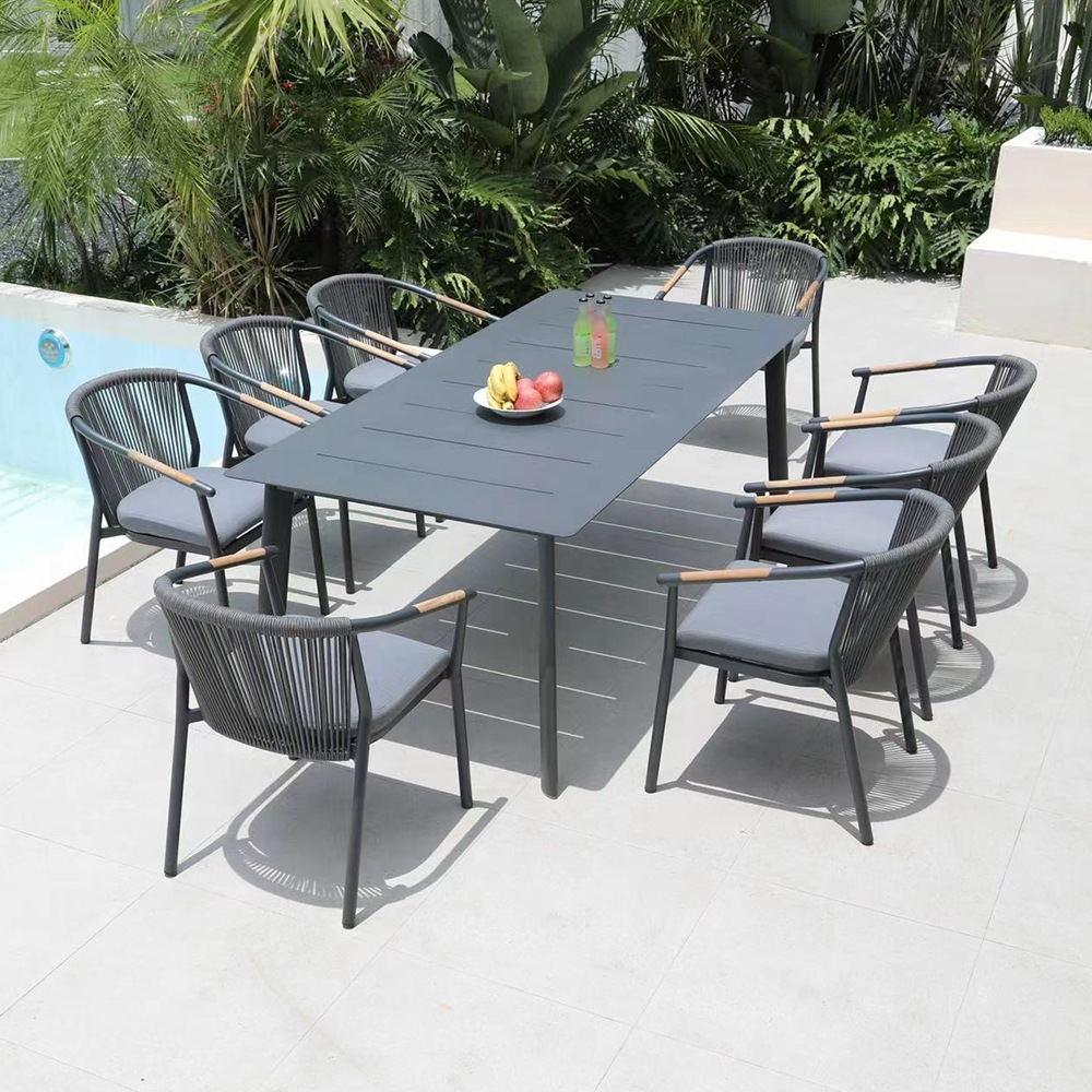 Mesa y silla de patio al aire libre combinación de villa de ocio hotel jardín al aire libre tela de caña balcón al aire libre combinación de silla de caña residencial image 3