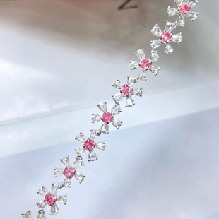 Luxury pink diamond bracelet fashion exquisite full diamond cherry blossom 2.415ct18K gold diamond bracelet bracelet jewelry clarity