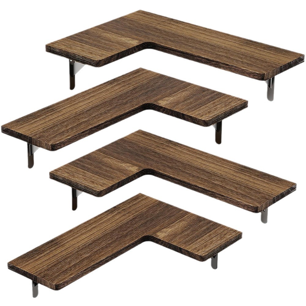 Rack de madera de estilo rural tipo pared flotante partición de madera sólida esquina rack de almacenamiento rack de eliminación de artículos diversos
