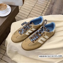 【sheii苏茵茵】美院新生~美式复古软真皮拼色运动休闲鞋女德训鞋