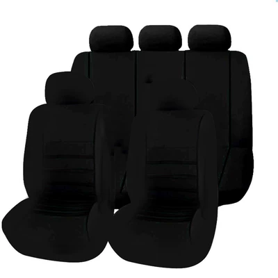 Universal seat cover, American Waistline Car Seat Cover - black-9-piece-set-complete-set-of-five-seats