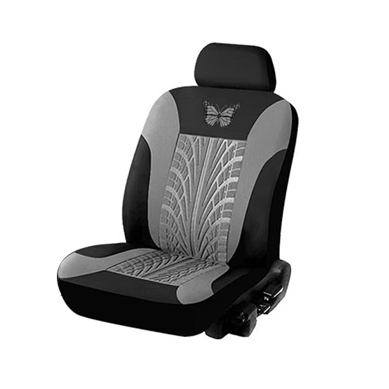 Cubierta de asiento de automóvil de comercio exterior transfronterizo mariposa logo tela sangría prensa cubierta de asiento universal de coche conjunto de 2 piezas