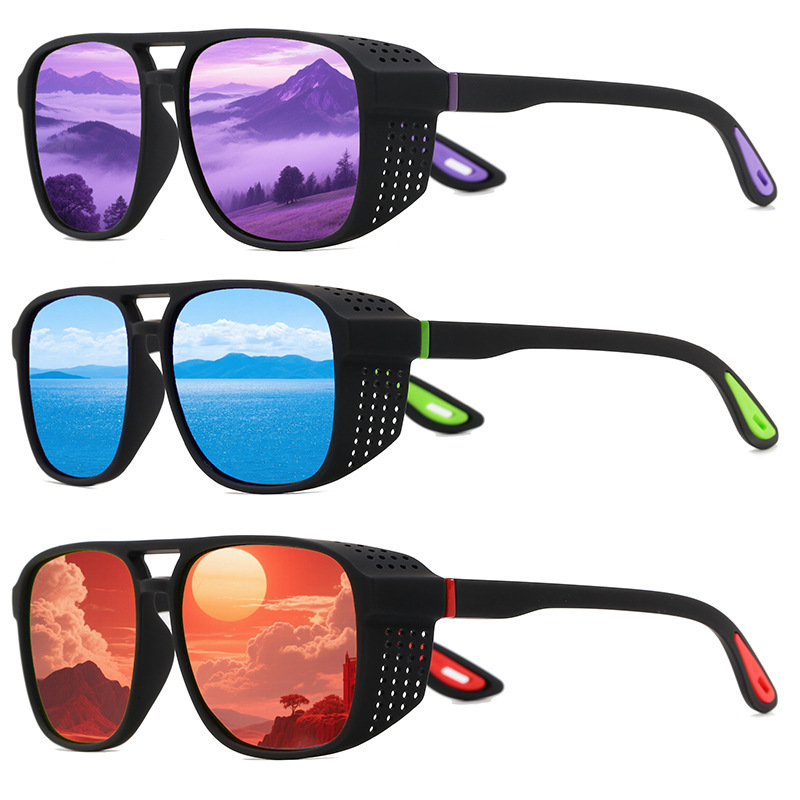 Cross-border combination set cycling glasses, trendy polarized sunglasses, dual-bridge driving sunglasses, outdoor sports glasses for men and women