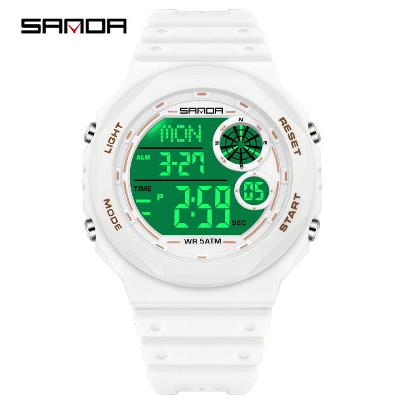 Sanda SANDA reloj electrónico deportivo al aire libre impermeable luz nocturna reloj de despertador de estudiantes de secundaria