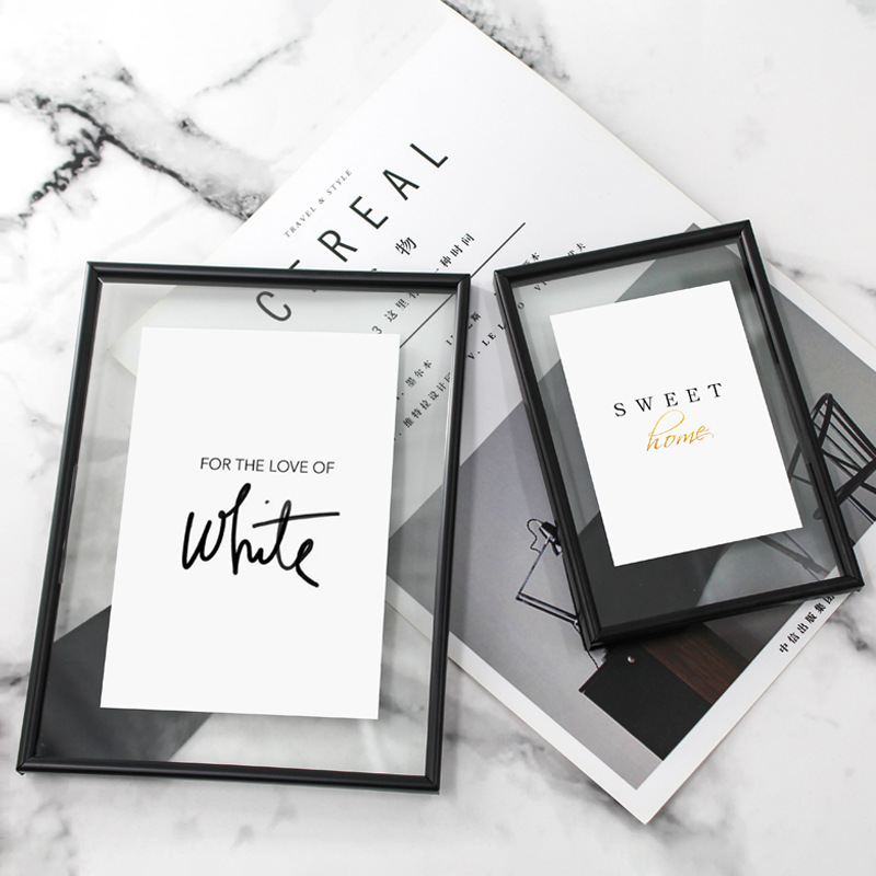 Simple and Elegant Dual-Sided Transparent Glass Couple's Display Stand 7-inch Metal Photo Frame Decor DIY Acrylic Celebrity Same Version Showcase