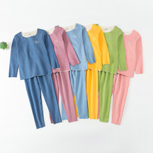 儿童保暖内衣无痕圆领宝宝睡衣打底衫加厚男女童秋衣秋裤套装批发