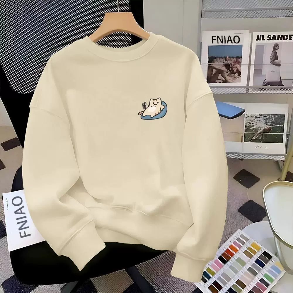 重磅纯棉卫衣男士宽松外套圆领无帽套头加绒秋季保暖青少年上衣潮