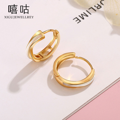 Xigu E1382 S999 Silver Temperament Personalized Cross Shell Earrings Women's Fashion Trendy Simple Earrings and Earrings
