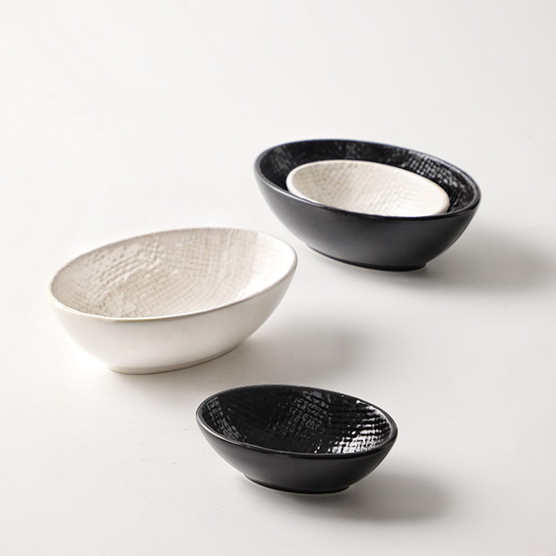 Cuencos de arroz caseros platos de ensalada platos de frutas bocadillos platos de tela cubiertos de cerámica transfronterizos platos de platos profundos cubiertos occidentales