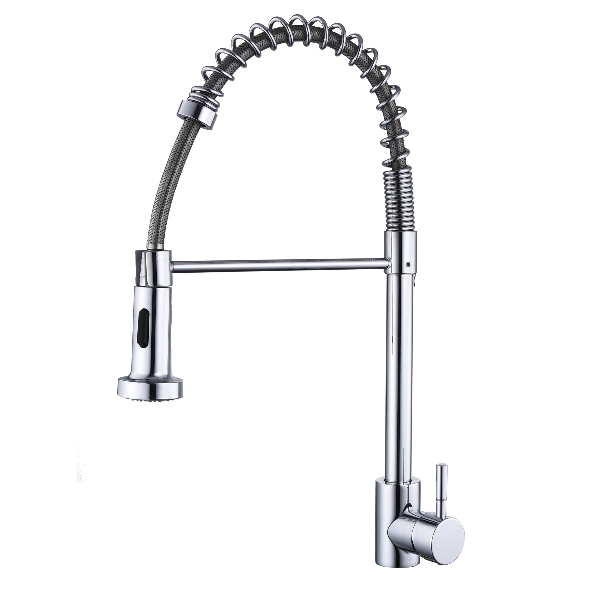 Grifo extensible de cocina de acero inoxidable, agua fría y caliente, diseño retráctil con resorte, resistente a salpicaduras