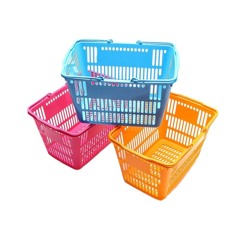 スーパーマーケットの手提げかご化粧品の買い物かごのプラスチックかごの母子チェーンの便利な軽食店のピクニックかご|undefined