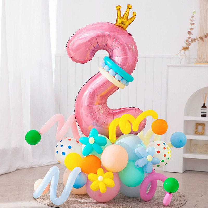 Большая подставка для воздушных шаров с розовой короной и номером 40inch для украшения помещения, вечеринки в честь первого дня рождения, алюминиевая пленка, композиция для сцены