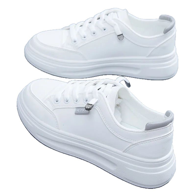 Coreano ins zapatos blancos de moda estudiantes 2024 primavera nueva suela gruesa zapatos muffin de mujer zapatos de skate de mujer