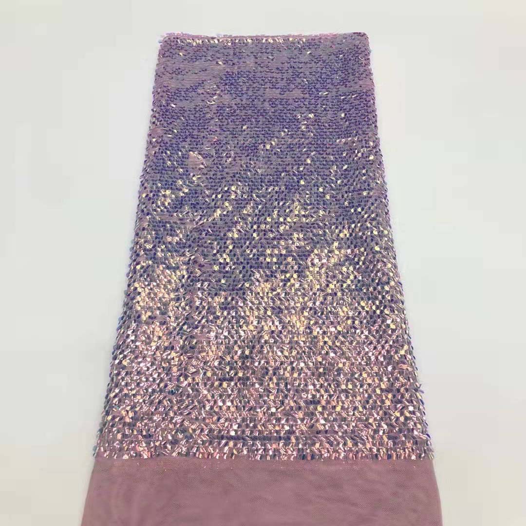 Nuevo bordado de lentejuelas color mágico gradiente de color de tela de lentejuelas vestido de malla de lentejuelas JX1802