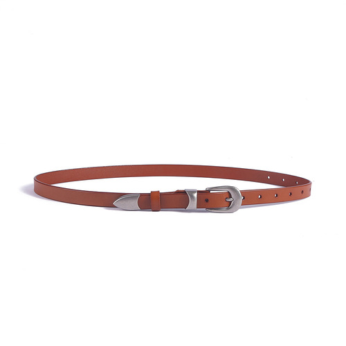 Retro metal style design, simple cowhide belt, versatile for men and women, with jeans, adjustable belt, trendy for students