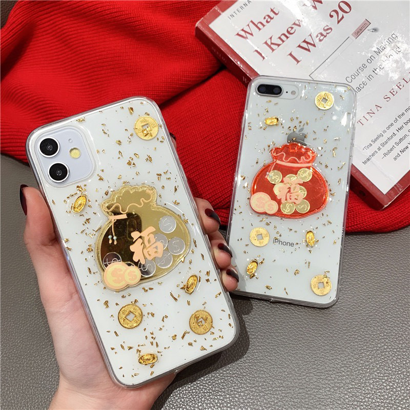 Iphone17Promax Phone Case Is Suitable for Apple 16, with Gold Foil and Resin, 15 Lucky Bag Xr Transparent New Model for Women 14
