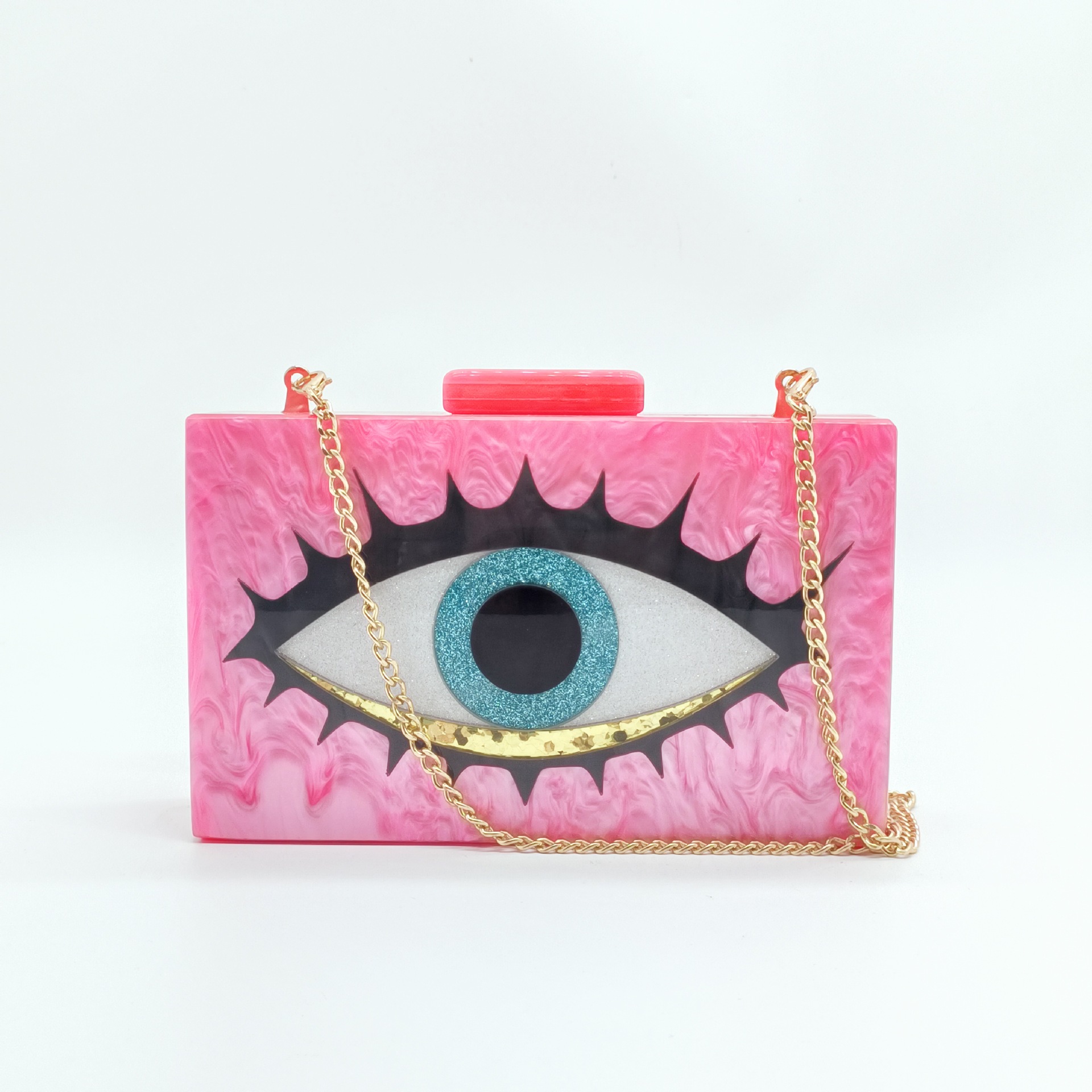 Sac bandoulière léger et luxueux en acrylique avec chaîne et motif serpent, idéal pour les soirées et le quotidien. Pochette/sac à bandoulière avec chaîne._voghion.com