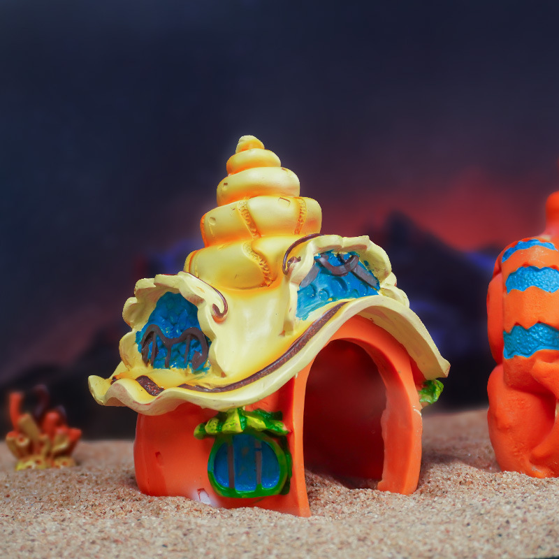 Venta caliente pecera acuario decoración de resina residencia escondida cangrejo hongo concha sala de jardinería caja de cría cangrejo