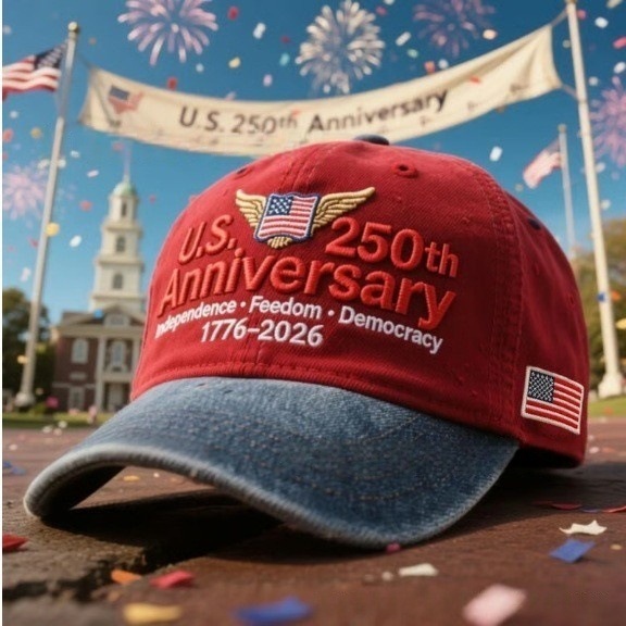 跨境U.S. 250th Anniversary Retro Washed Cap 250周年复古帽子|undefined