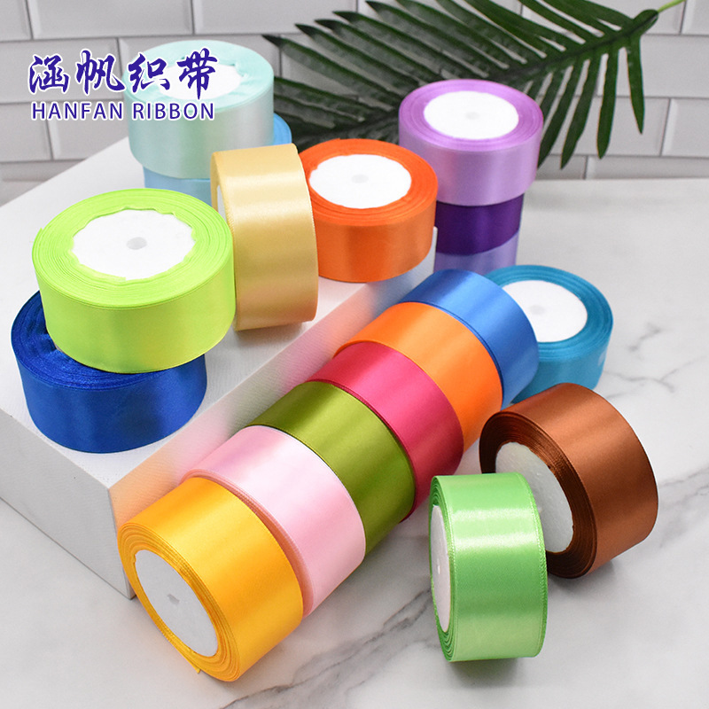 Cinta Hanhfan en stock, rollo de 4 cm, cinta de satén personalizable, código de etiqueta para embalaje transfronterizo, cinta de flores de rosa para bricolaje.