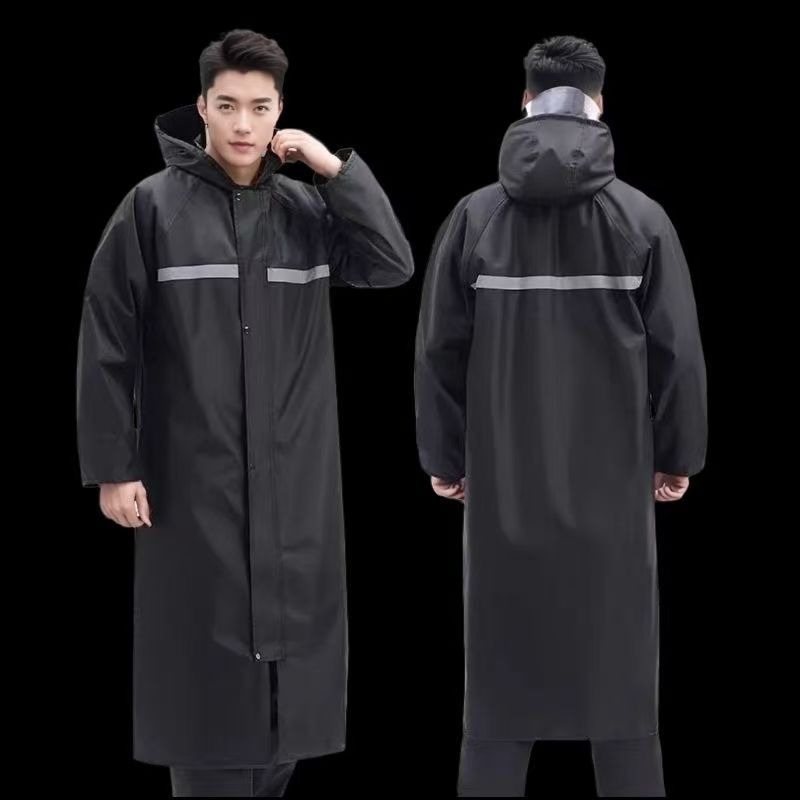 Capa de lluvia larga para adultos unida al aire libre impermeable para montar reflectante protección laboral propiedad de chaqueta de lluvia integrada