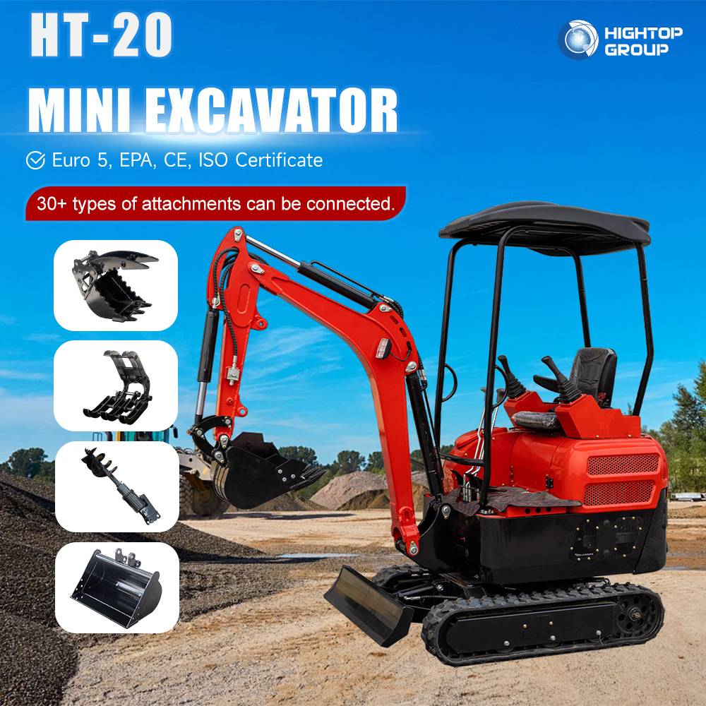 源头工厂HT20型2吨小型挖掘机 履带式家用挖沟机出口欧洲小挖机