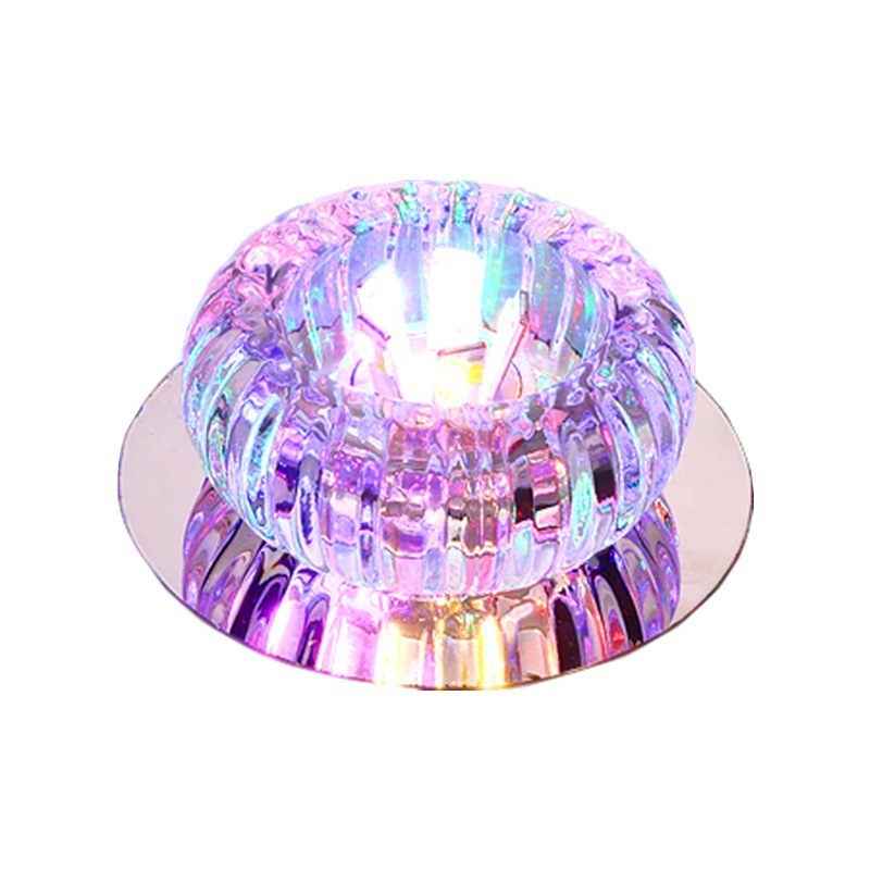 황소의 눈 램프 크리스탈 램프 LED 천장 램프 구멍 통로 램프 홈 다채로운 거실 천장 다운 라이트 색상 변경 임베디드