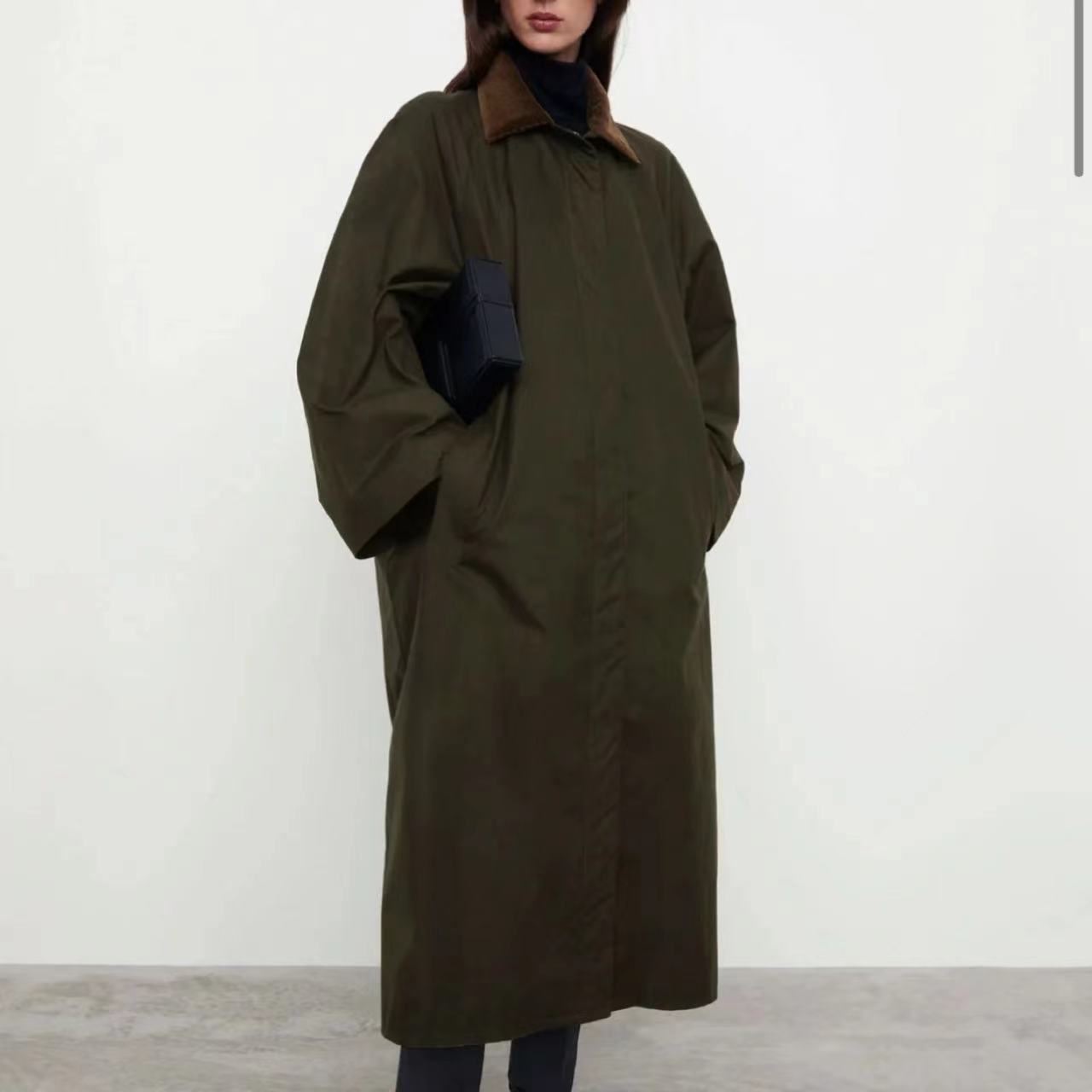 北欧瑞典 Totem 工装风A字版中长款棉服风衣廓形夹棉大衣外套女装