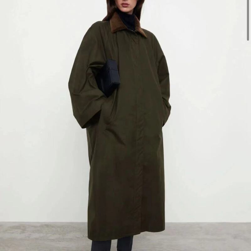 Scandinavian Swedish Totem Workwear Style A-Line Mid-Length Cotton Windbreaker Silhouette Padded Coat Jacket Women's Clothing