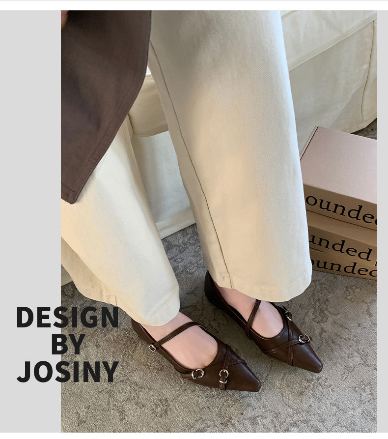 Inner Pointed Single Shoes Women's Shoes 2026 Spring New Korean Version Inner Height Increase One-word Buckle Mary Jane Shoes Women's Middle Heel_vogvips.com